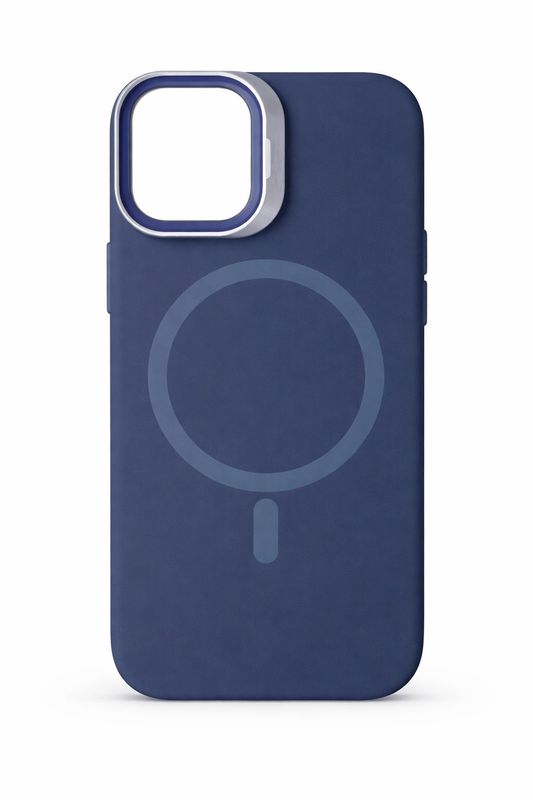 Liquid Silicone Frame with Kickstand Camera Lens Protector Phone Case for Iphone 15 Pro Max-Blue