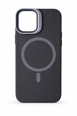 Liquid Silicone Frame with Kickstand Camera Lens Protector Phone Case for Iphone 15 Pro Max-Black
