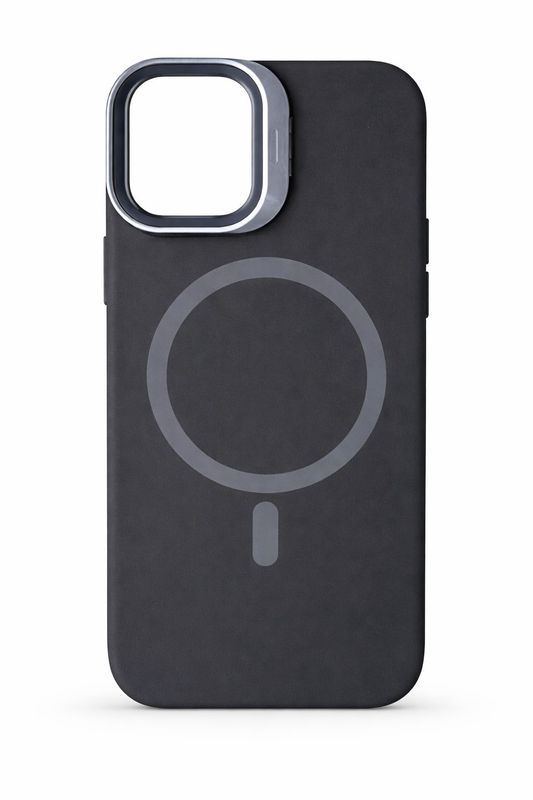 Liquid Silicone Frame with Kickstand Camera Lens Protector Phone Case for Iphone 15 Pro Max-Black