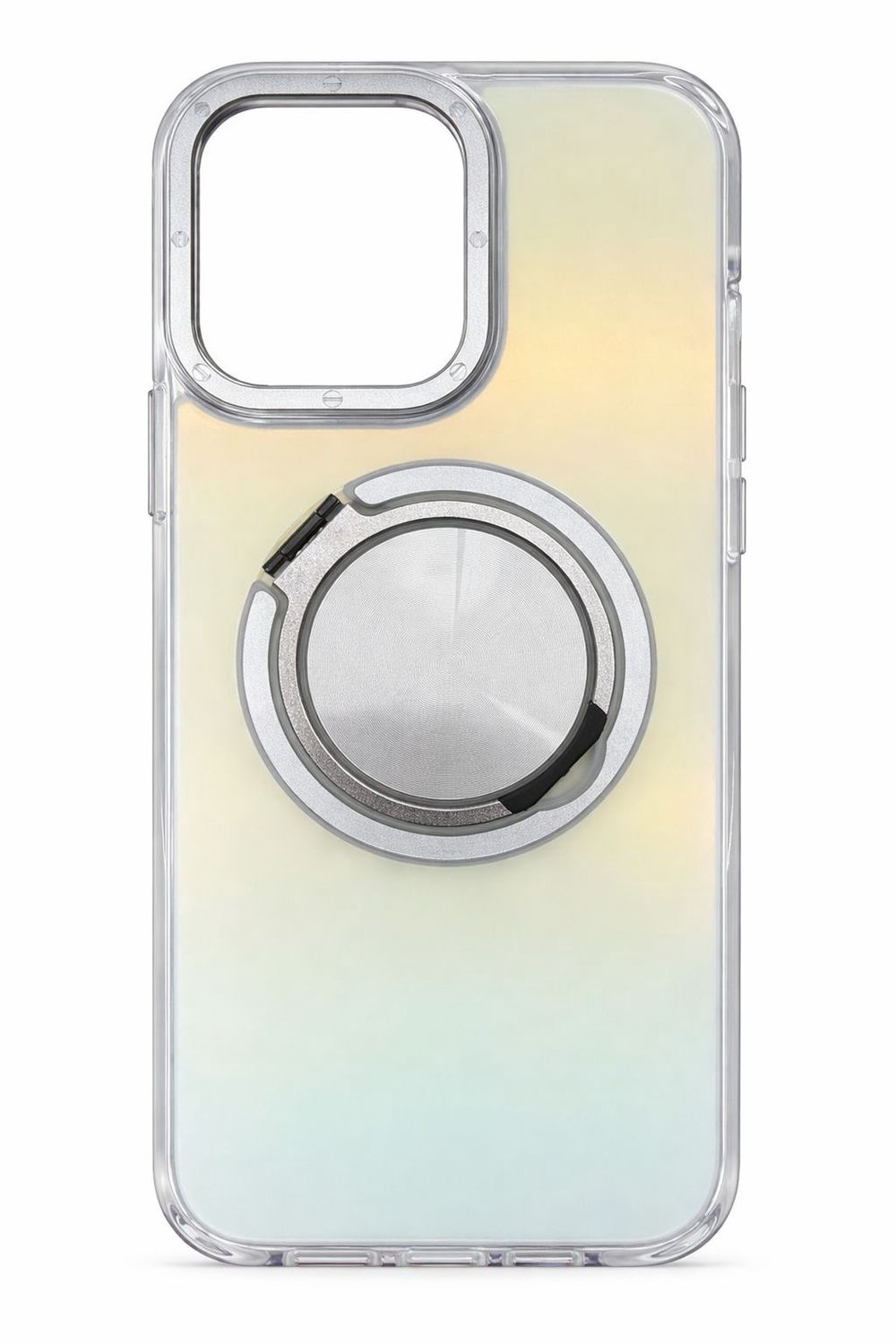 Gradient C Frosted MagSafe Ring Phone Case for Iphone 15 Pro Max-White/Silver Accent