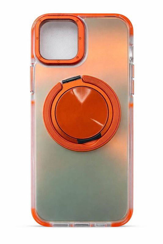 Gradient C Frosted MagSafe Ring Phone Case for Iphone 15 Pro Max-Orange