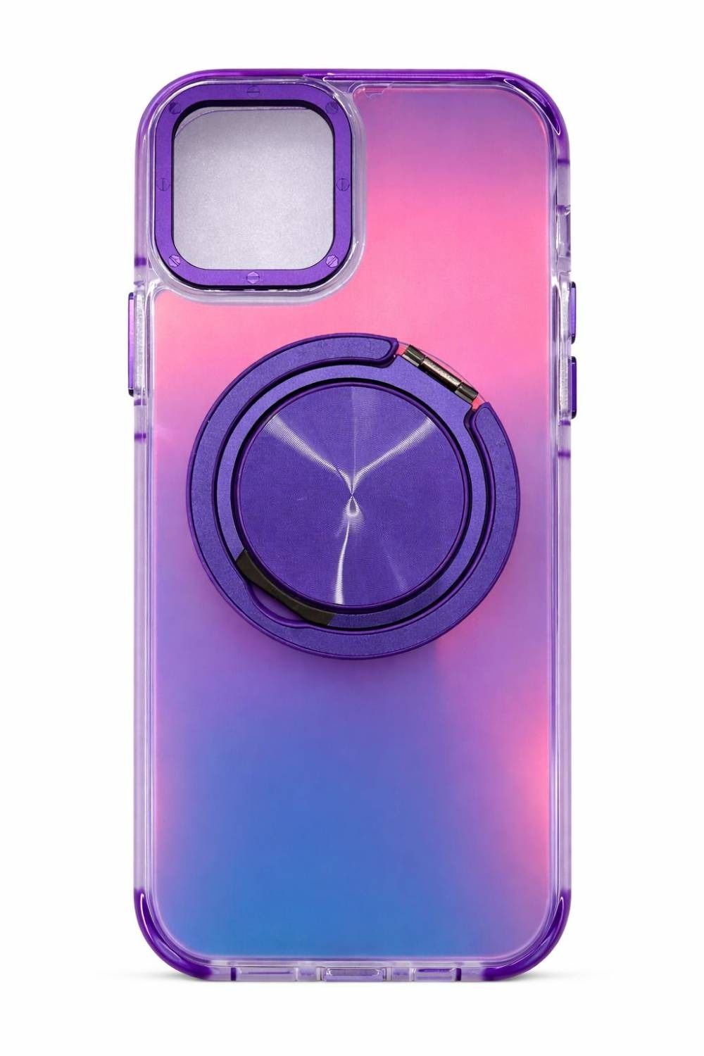 Gradient C Frosted MagSafe Ring Phone Case for Iphone 15 Pro Max-Purple