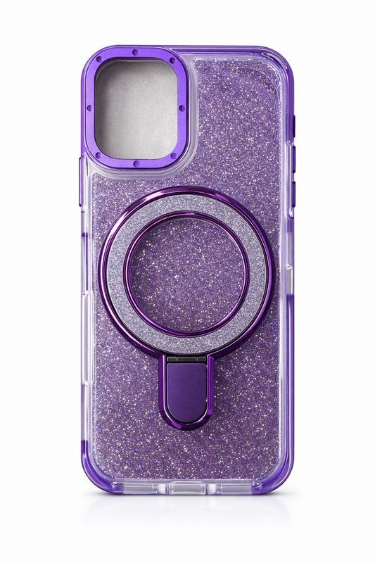 Shinning Case with Kickstand Magsafe Compatible Case for Iphone 15 Pro Max- Purple