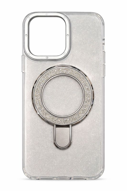 Shinning Case with Kickstand Magsafe Compatible Case for Iphone 15 Pro Max- White