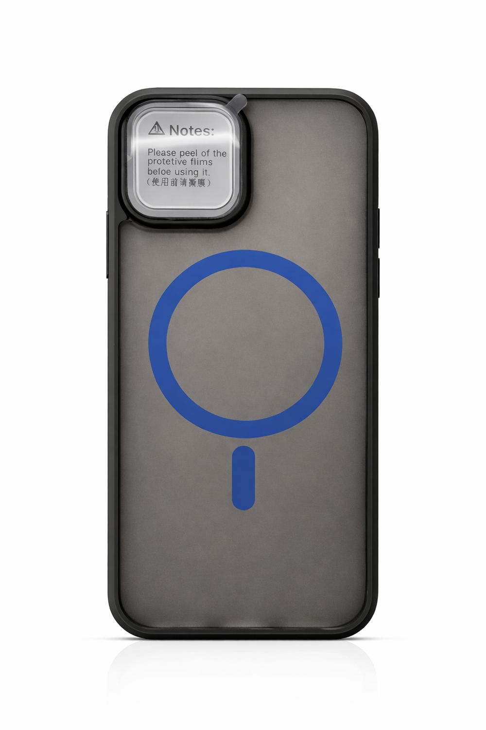 Mysterious A Matte MagSafe Phone Case For Iphone 15 Pro Max – Black Smoke with Blue Ring