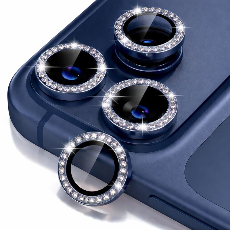 Glitter Camera Lens for Iphone 17 Pro Max - Blue