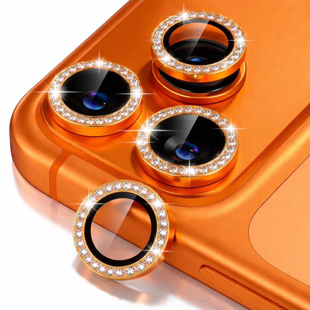 Glitter Camera Lens for Iphone 17 Pro Max -Orange