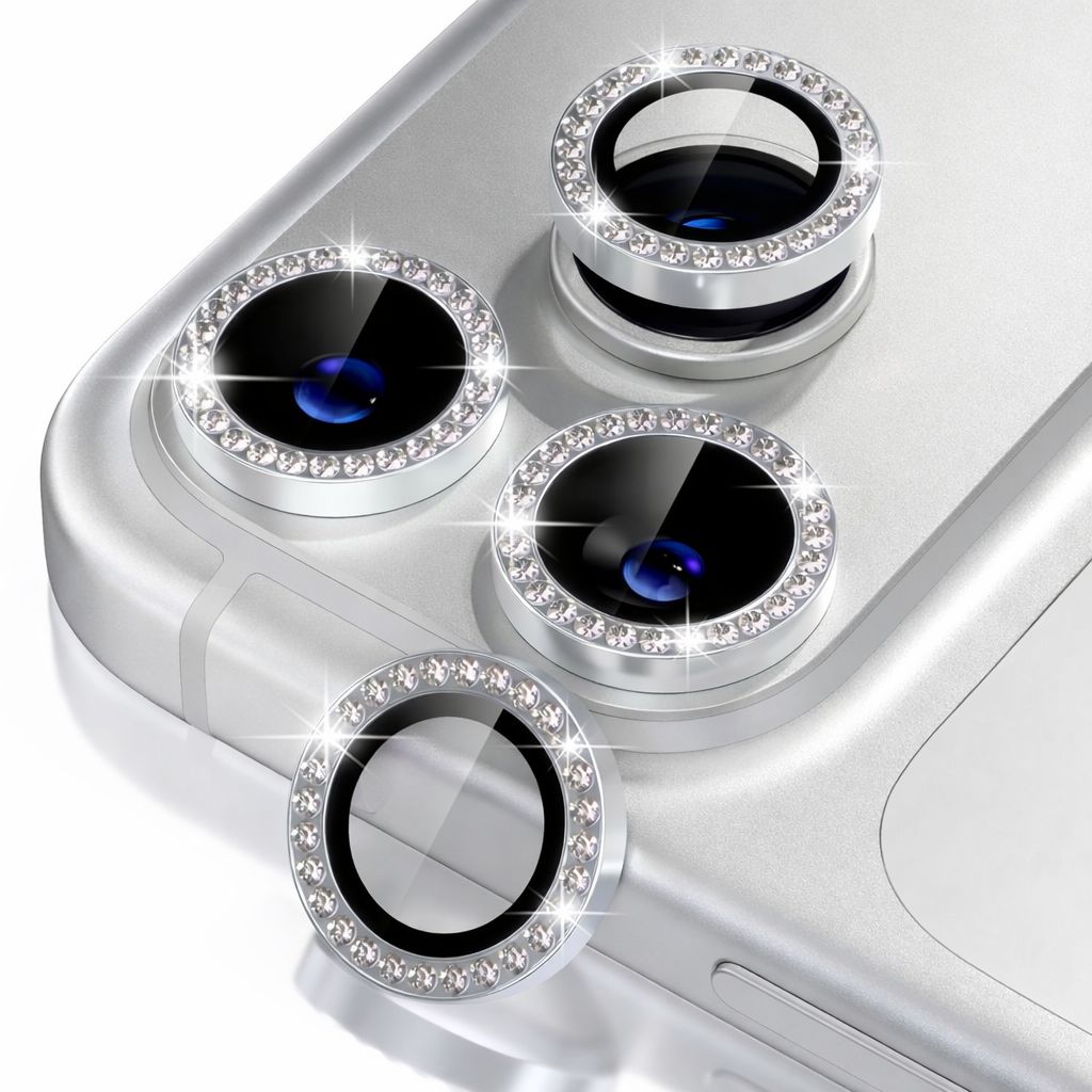 Glitter Camera Lens for Iphone 17 Pro Max -Silver