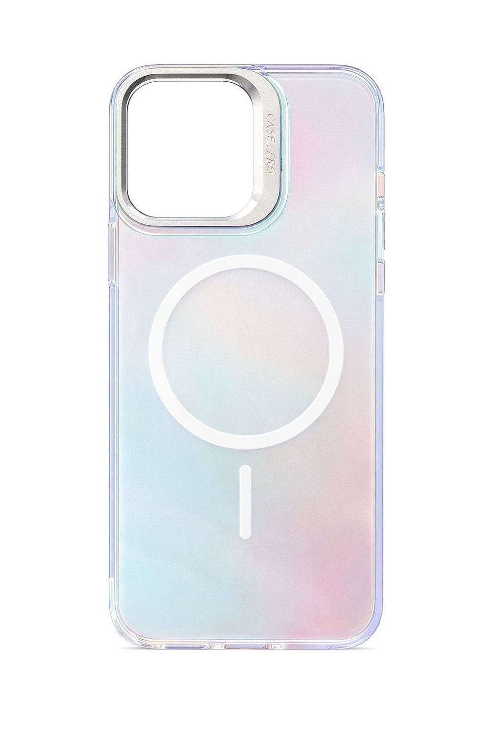 Colorful  Case with Frosted Gradient  Accent MagSafe-Compatible for Iphone 15 Pro Max– Silver Camera Frame