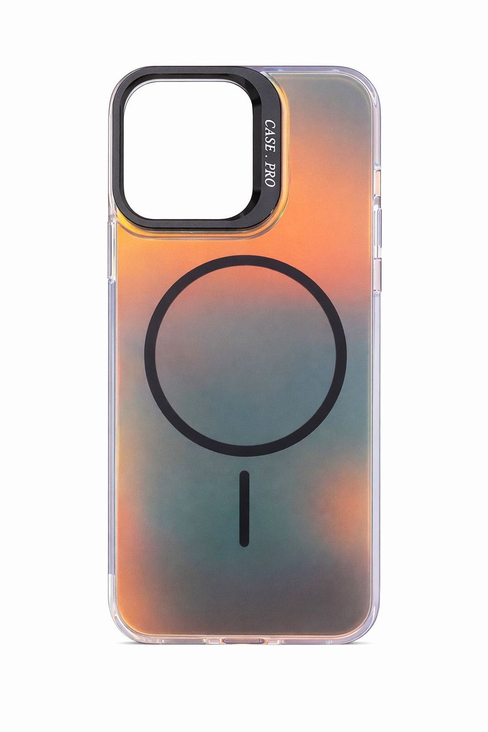 Colorful  Case with Frosted Gradient  Accent MagSafe-Compatible for Iphone 15 Pro Max– Black Camera Frame