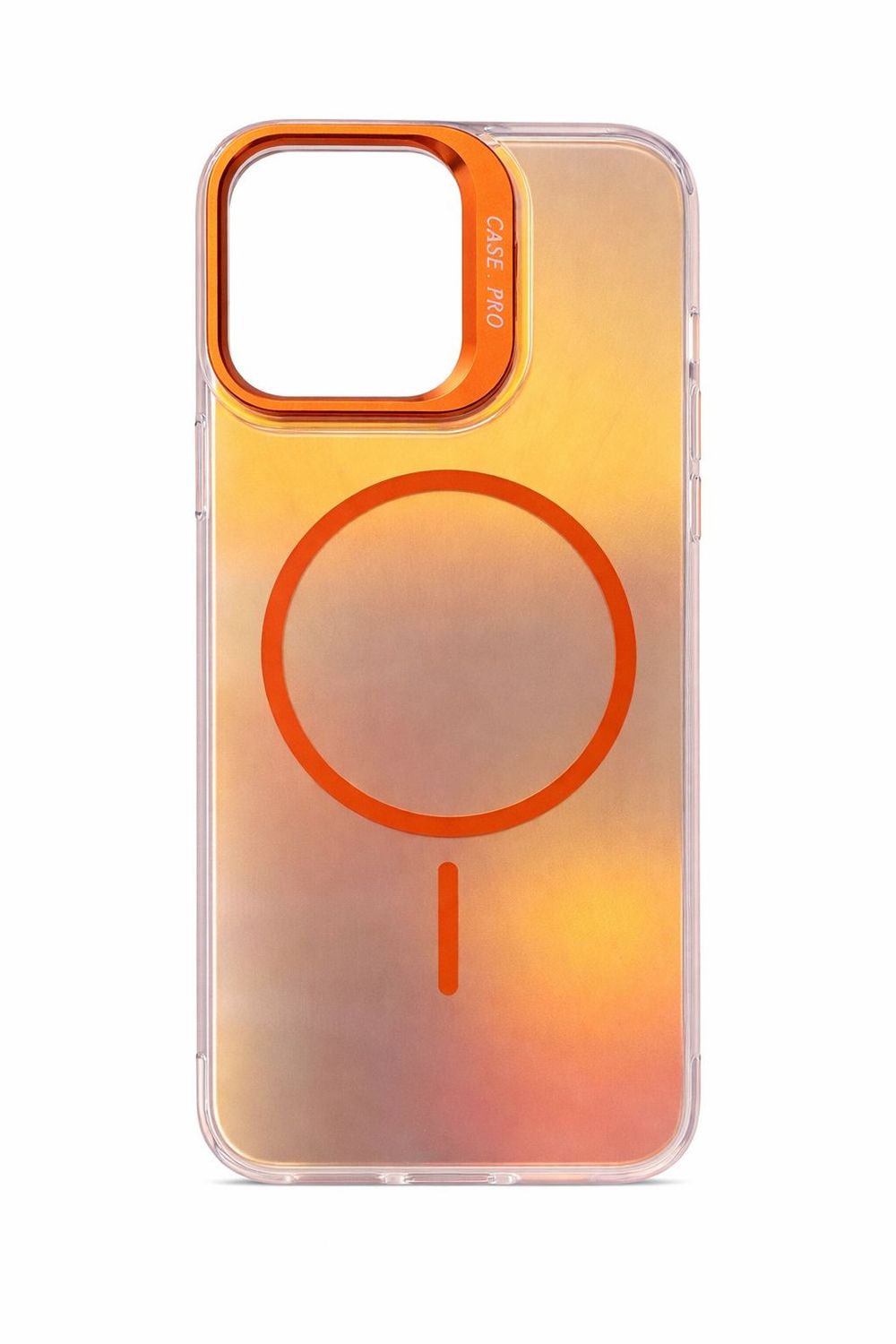 Colorful  Case with Frosted Gradient  Accent MagSafe-Compatible for Iphone 15 Pro Max–Orange Camera Frame
