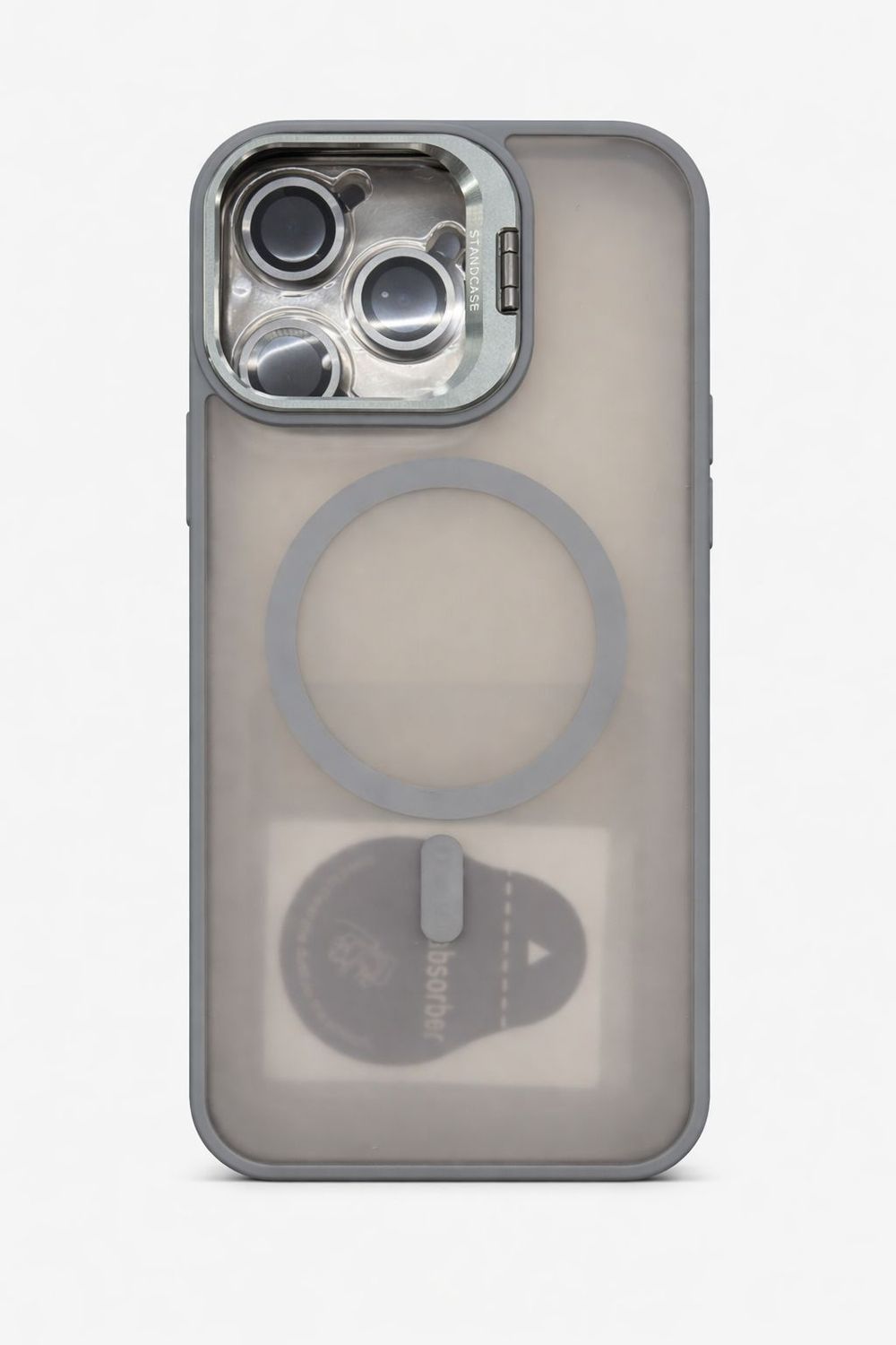 U2 Magnetic Case with Camera Kickstand and Lens Protector for Iphone 15 Pro Max-Gray Color