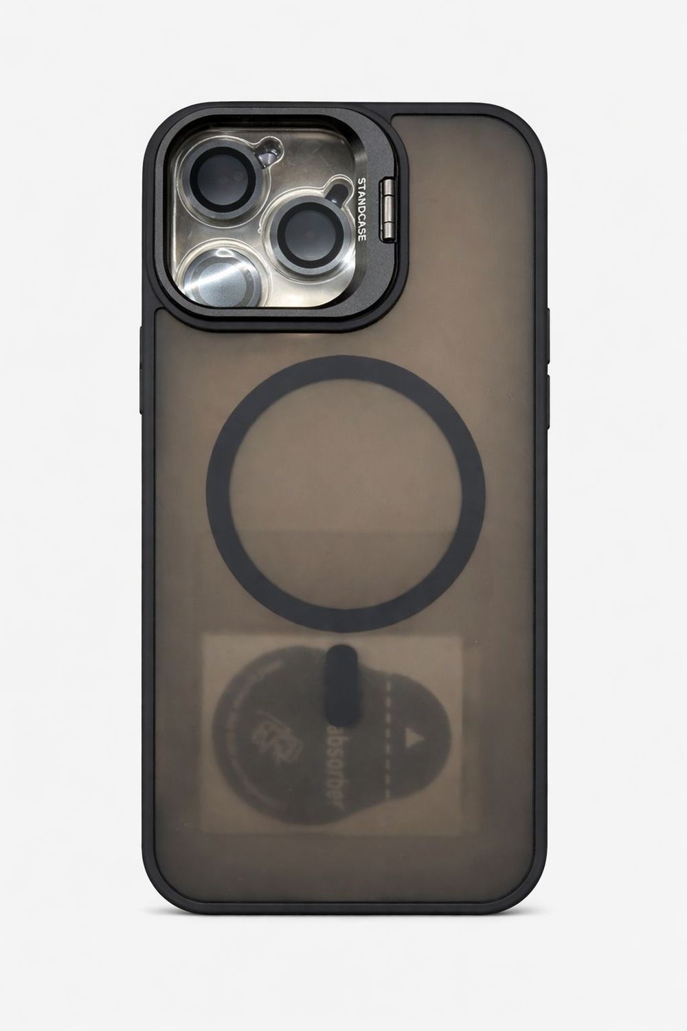 U2 Magnetic Case with Camera Kickstand and Lens Protector for Iphone 15 Pro Max-Black Color