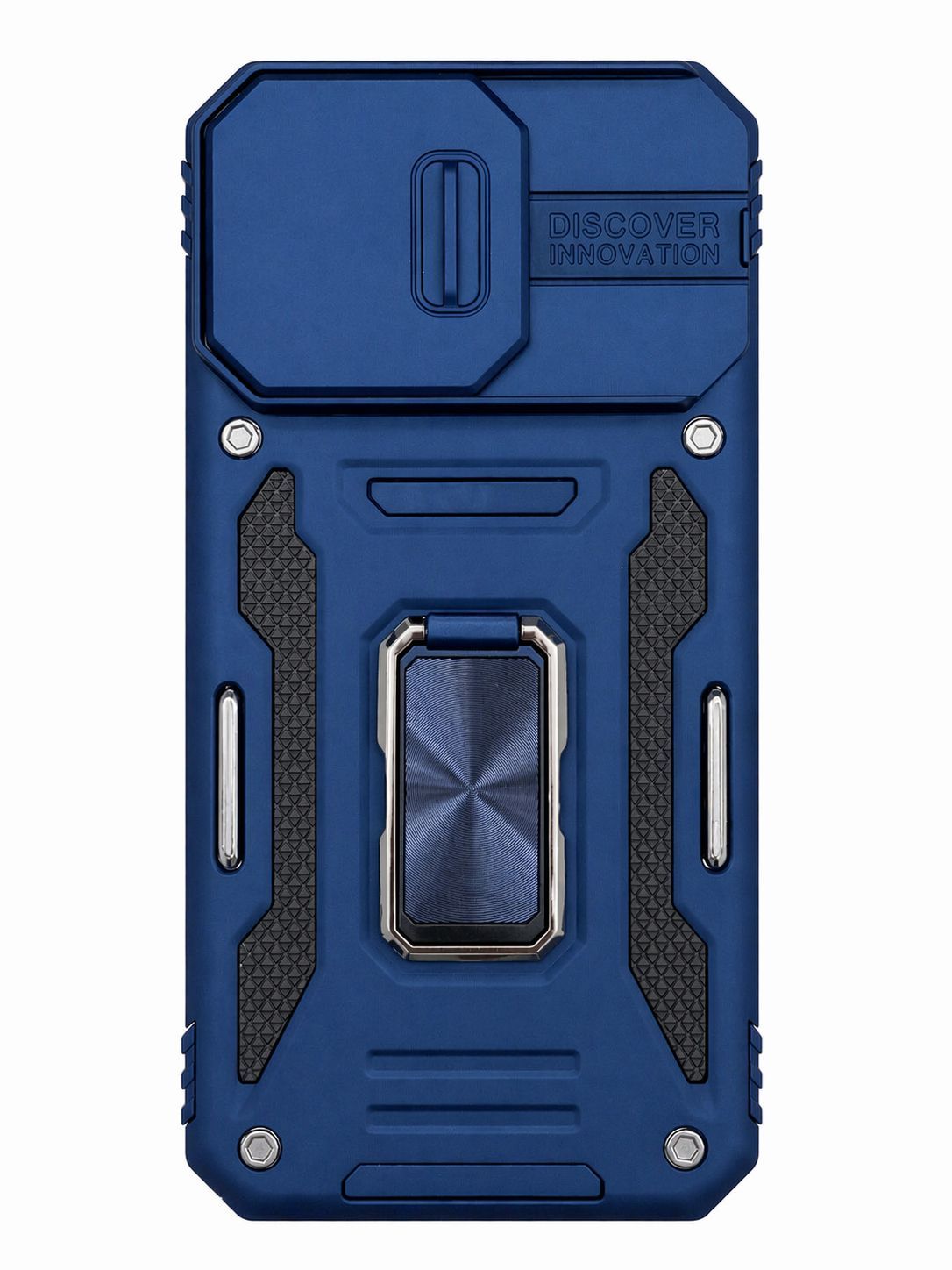 Utter Tough Metal Ring Movable Camera Window Hybrid Case for IPhone 15 Pro Max - Navy blue