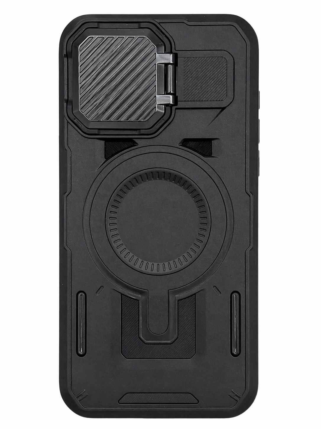 SD Magnetic Metal Camera Kickstand  Case for Iphone 15 Pro Max-Black