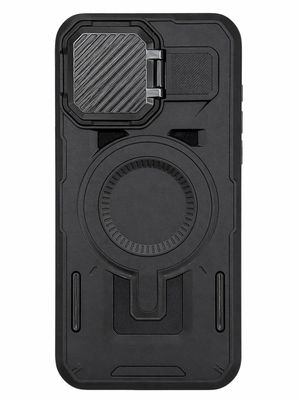 SD Magnetic Metal Camera Kickstand  Case for Iphone 15 Pro Max-Black
