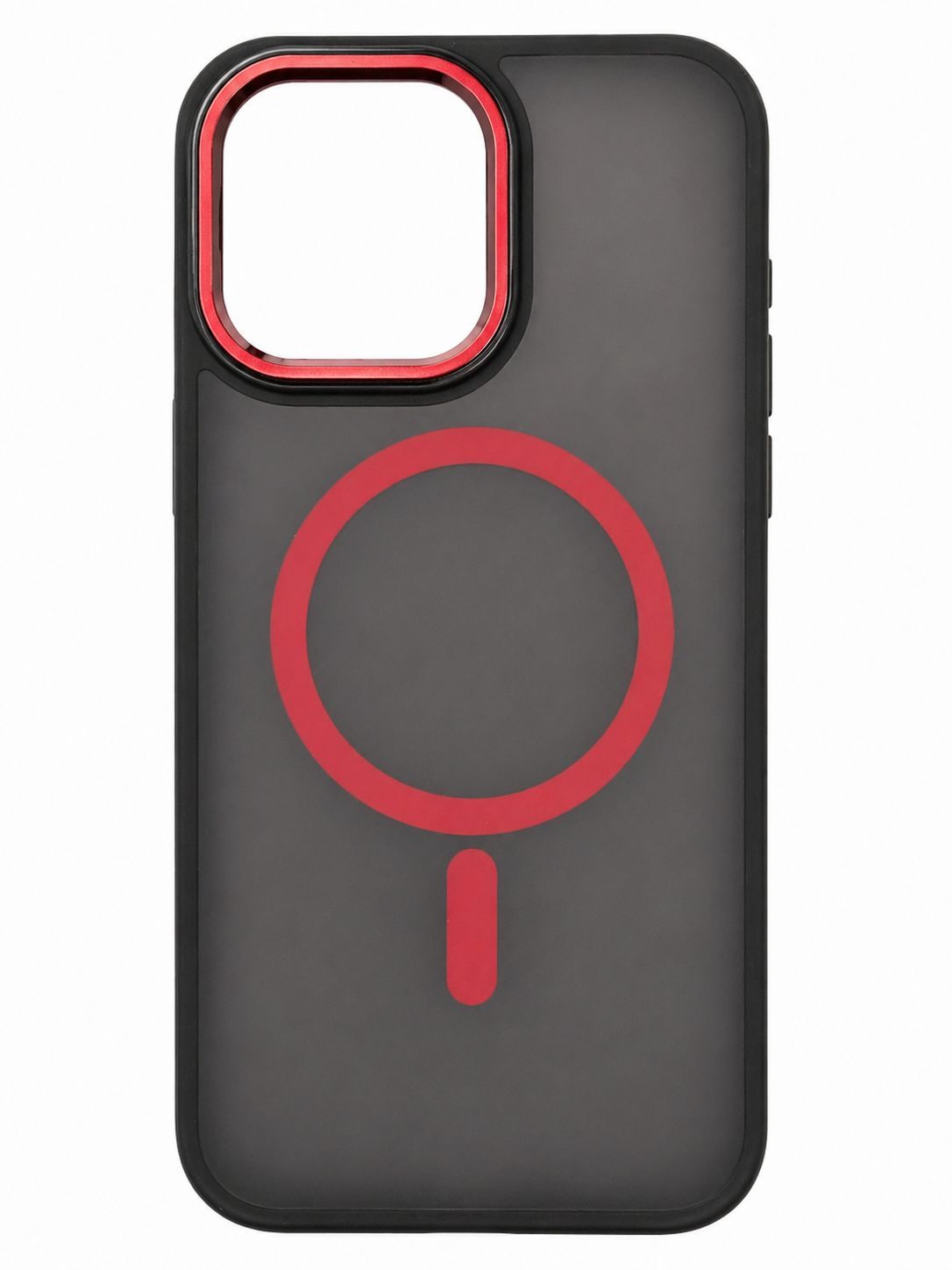 YC 2 in 1 Magsafe Case for Iphone 15 Pro Max- Frosted Black with Red Accent
