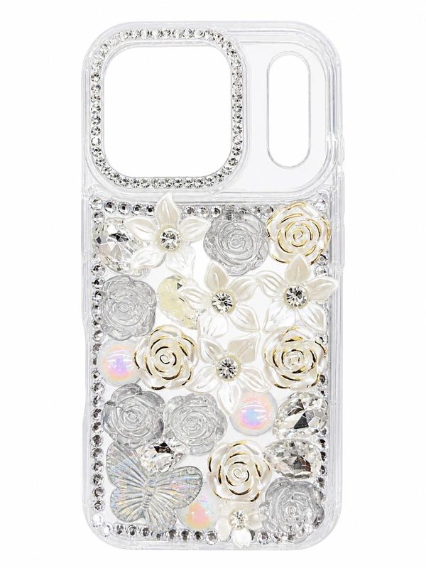 BNK Bling Diamond Case for Iphone 17Pro -Transparent &amp; Ivory