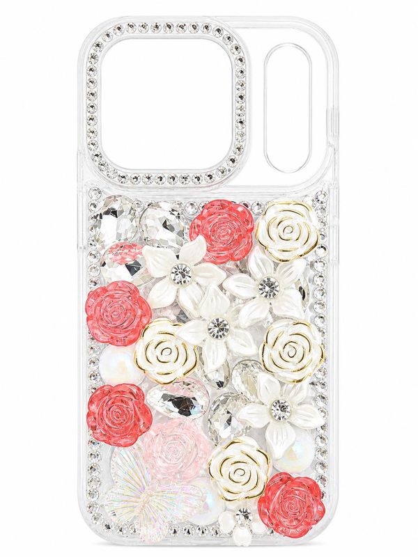 BNK Bling Diamond Case for Iphone 17Pro -Transparent &amp; Pink Accent