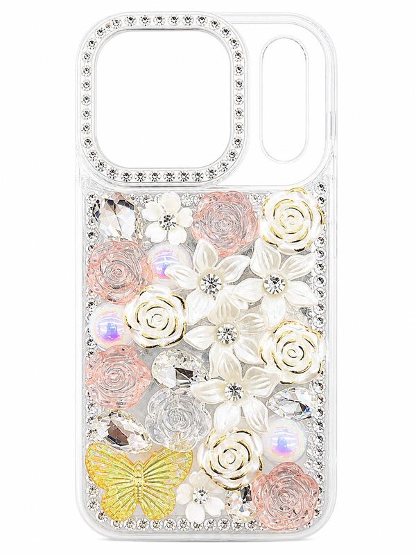 BNK Bling Diamond Case for Iphone 17 Pro-Transparent &amp; Mauve Accent