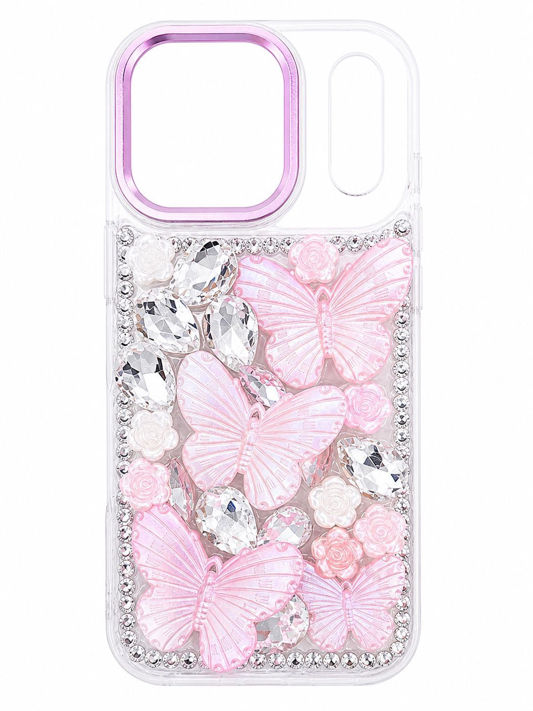 Crystal Hudie Full Diamond Case for Iphone 17 Pro-Pink