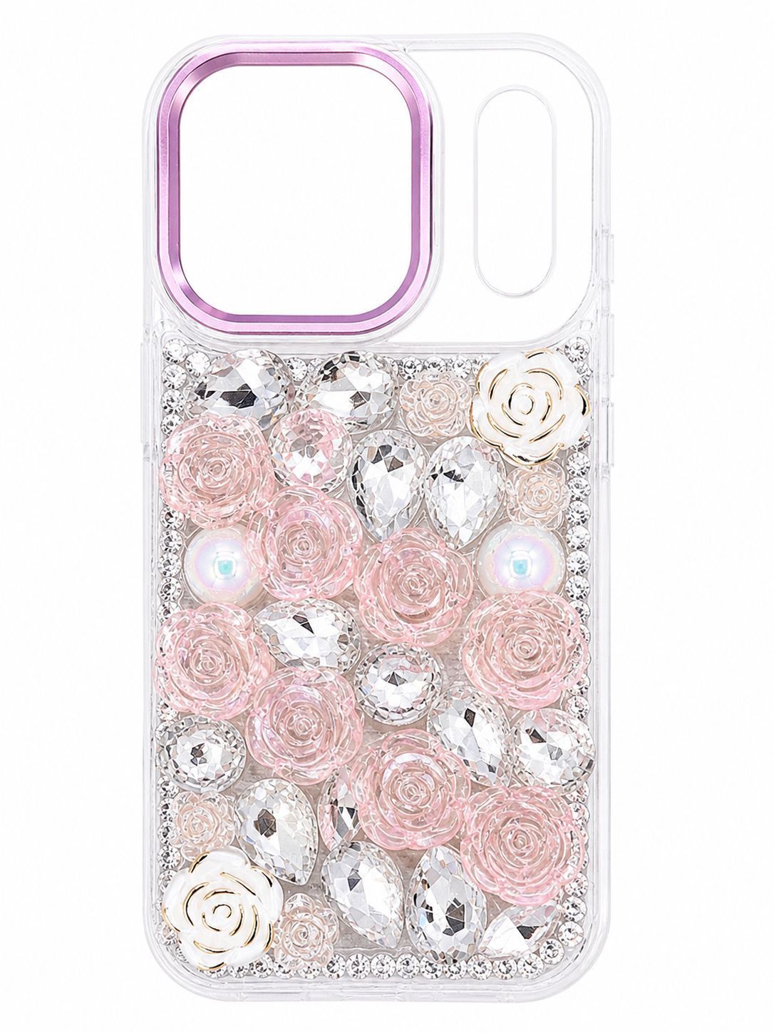 Crystal Dual Rose Full Diamond for Iphone 17 Pro-Pink