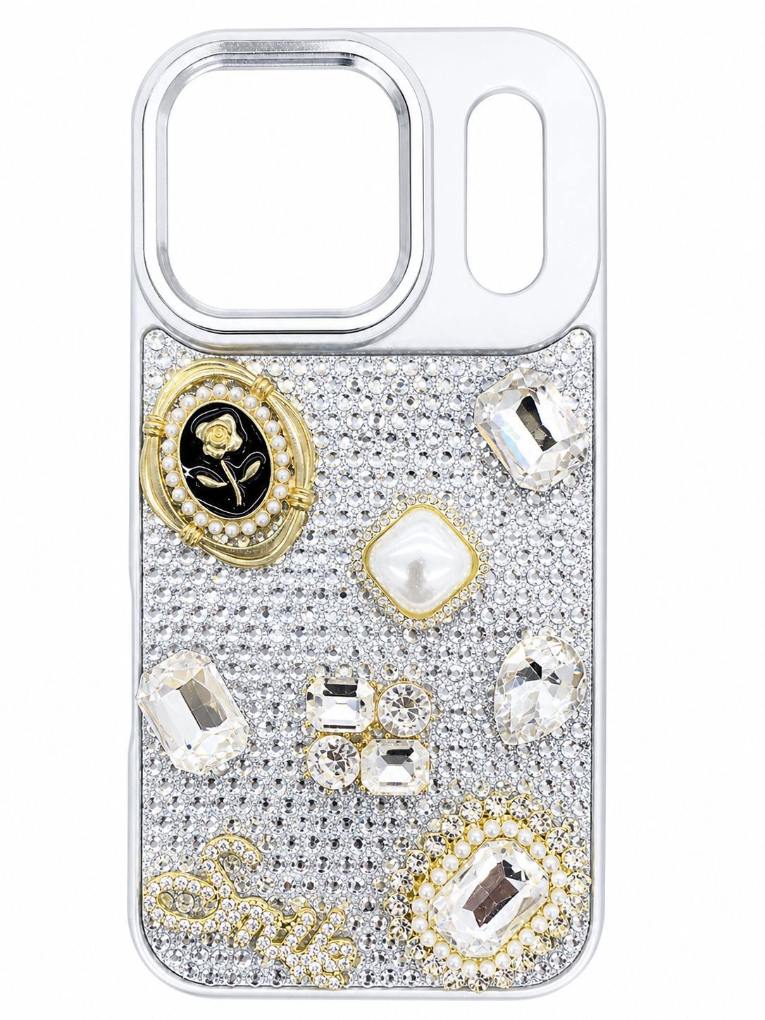 Crystal Mix Accessory Full Diamond Case for Iphone 17 Pro-Silver