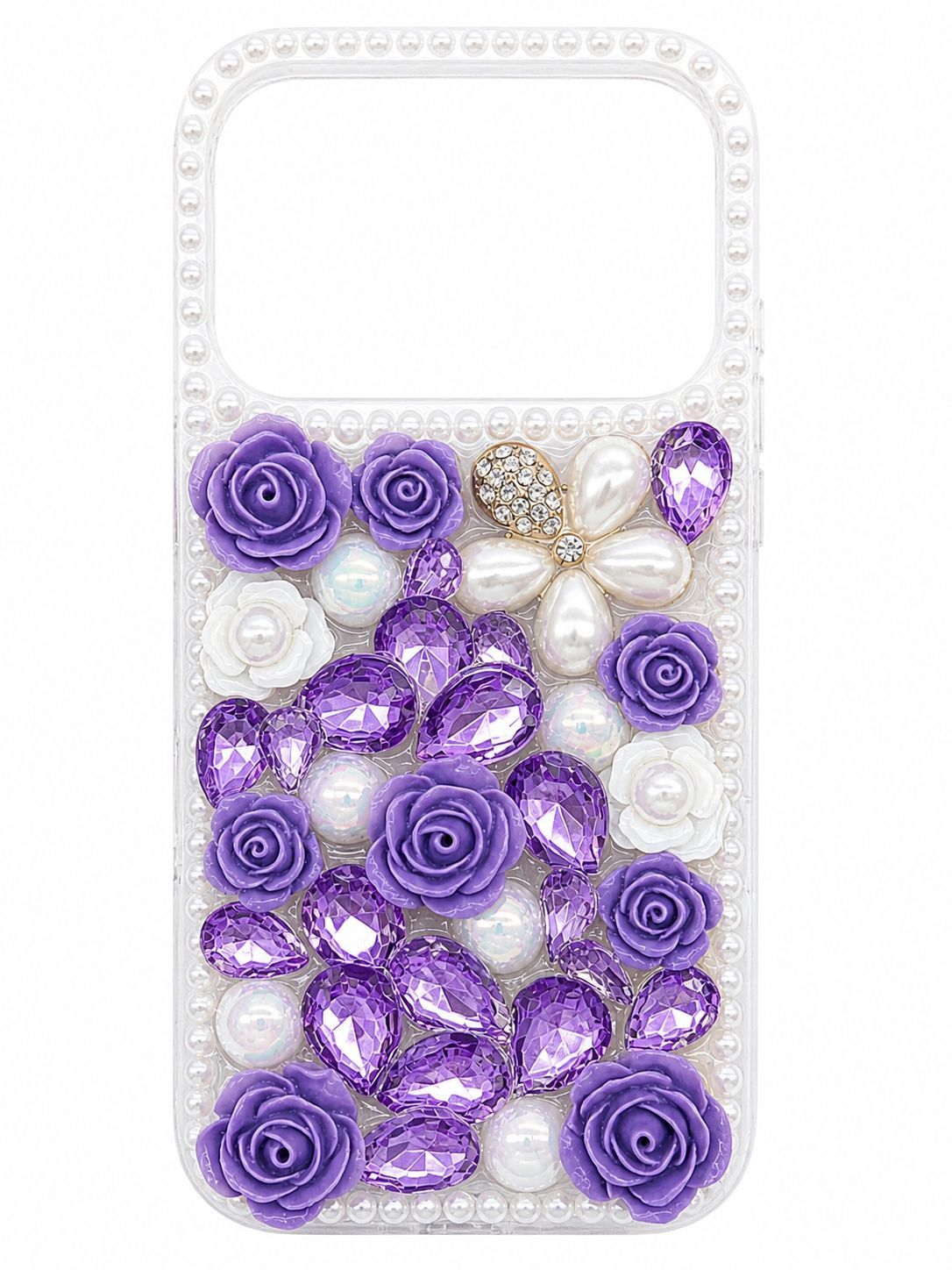 Diamond Pearl Rose Phone Case for Iphone 17 Pro-Purple