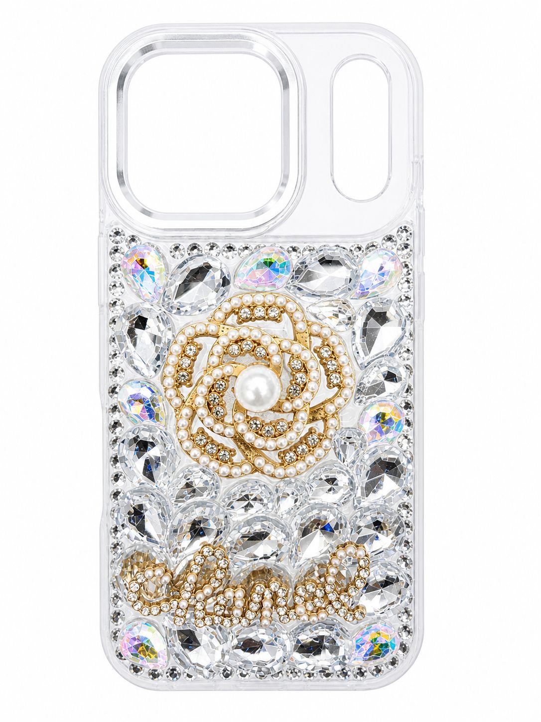 Pearl Rose Diamond Case Iphone 17 Pro- Silver