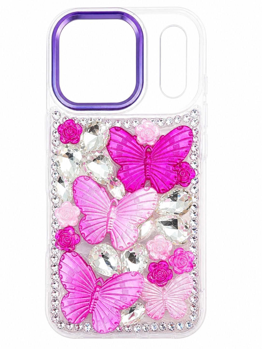 Crystal Hudie Full Diamond Case for Iphone 17 Pro-Hot Pink