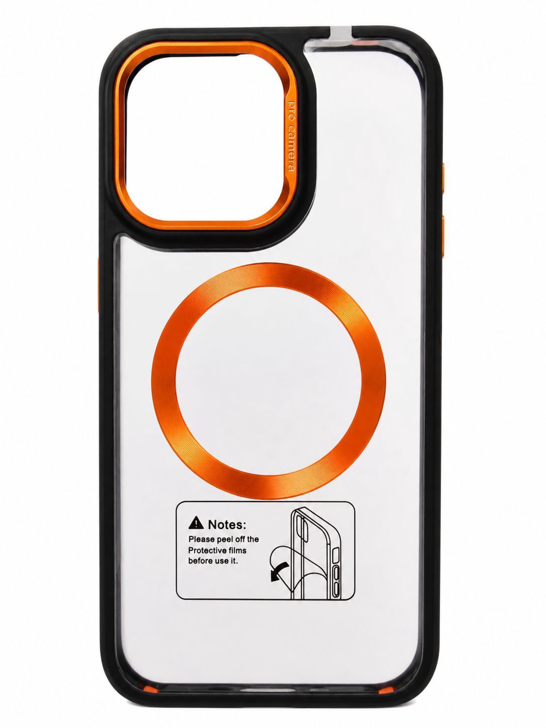 Transparent Black Tea Color Acrylic Phone Case for Iphone 15 Pro Max-Orange