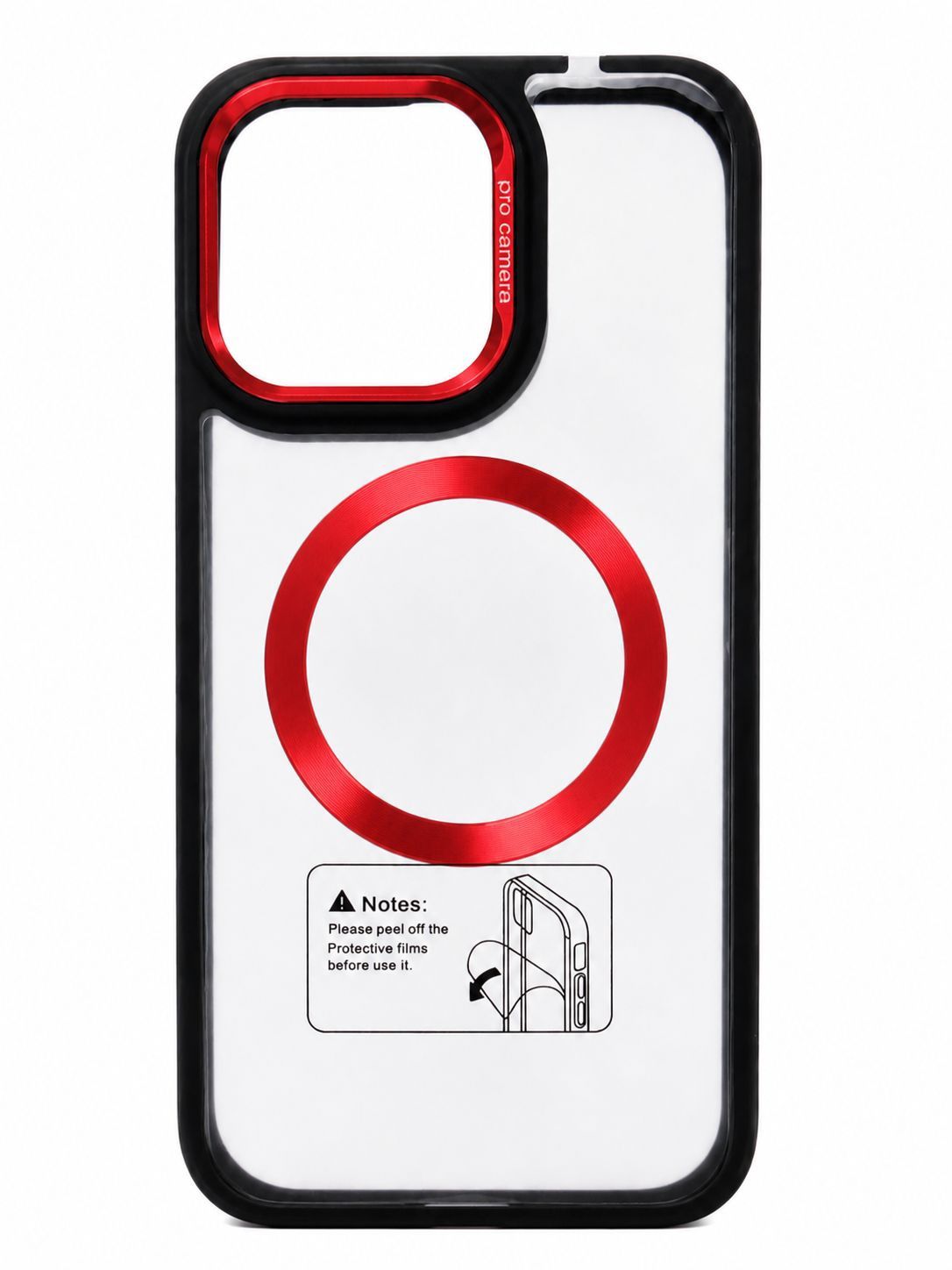 Transparent Black Tea Color Acrylic Phone Case for Iphone 15 Pro Max- Red