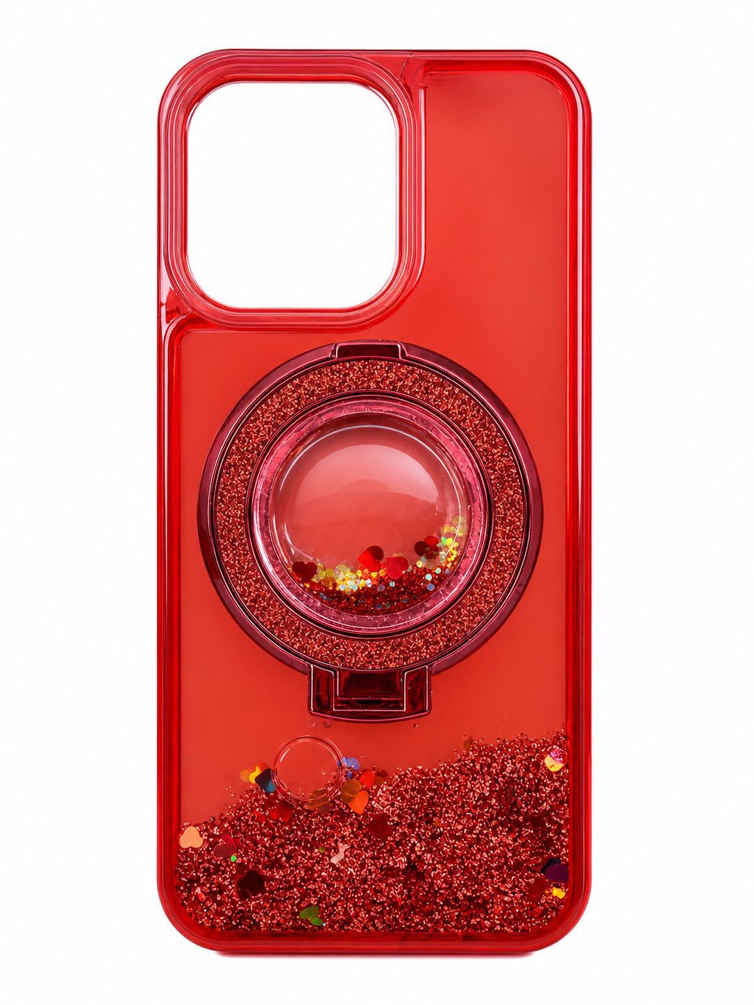 Floating Glitter Kickstand Magsafe for 15 Pro Max-Red