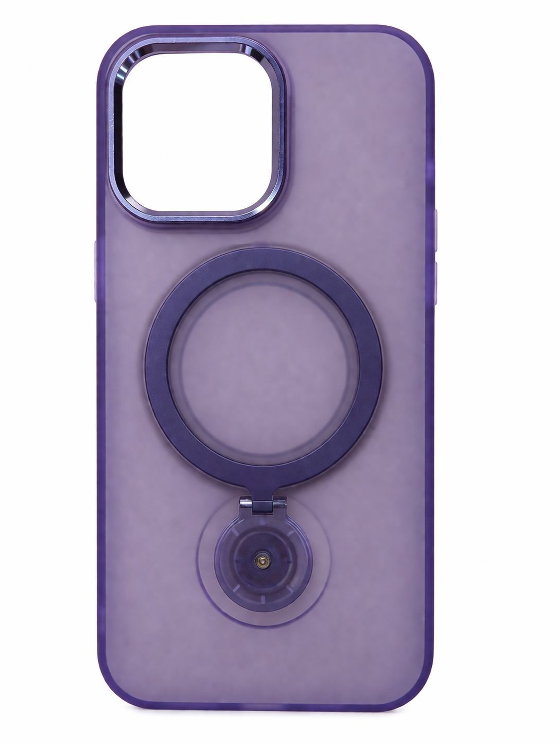 Transparent Chrome Hybrid Hoop Kickstand Magsafe Case  for Iphone 15 Pro Max-Purple