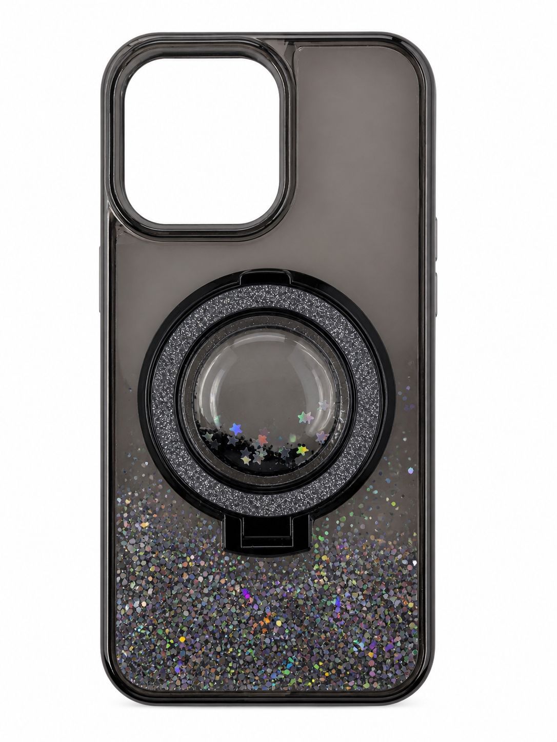 Floating Glitter Kickstand Magsafe for 15 Pro Max-Black