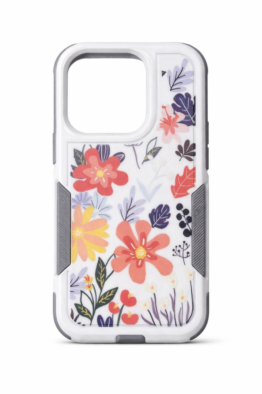 QH 2 in 1 Artist Accept Customize Case for Iphone 15 Pro Max- Coral Pink and White  Floral  Design