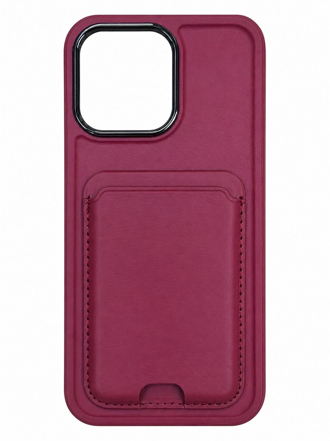 Leather Wallet Folding Bracket Case for Iphone 15 Pro Max-Burgundy