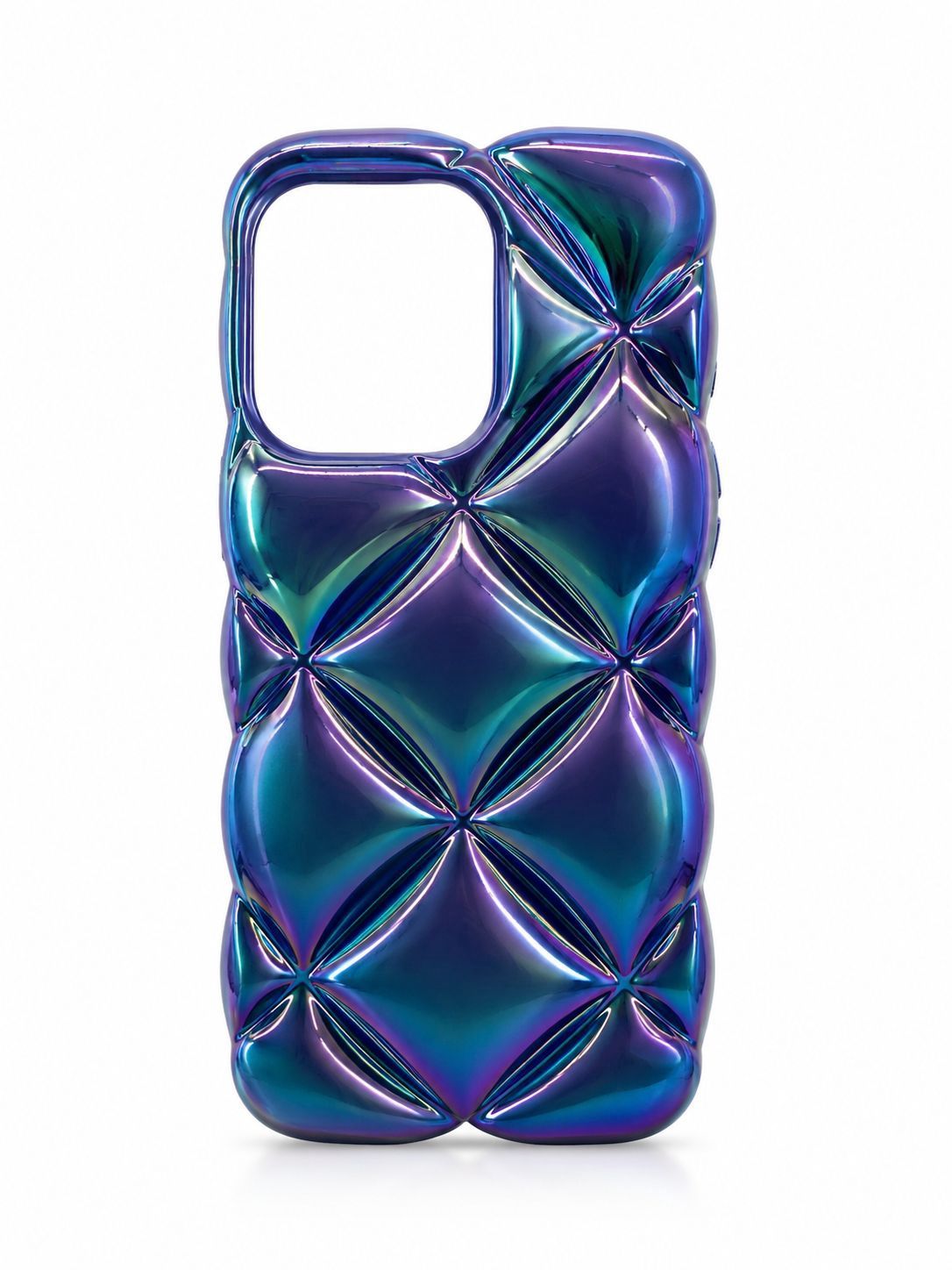 Electroplating IMD Laser Colorful Diamond Pattern Case for Iphone 15 Pro Max- Navy Blue