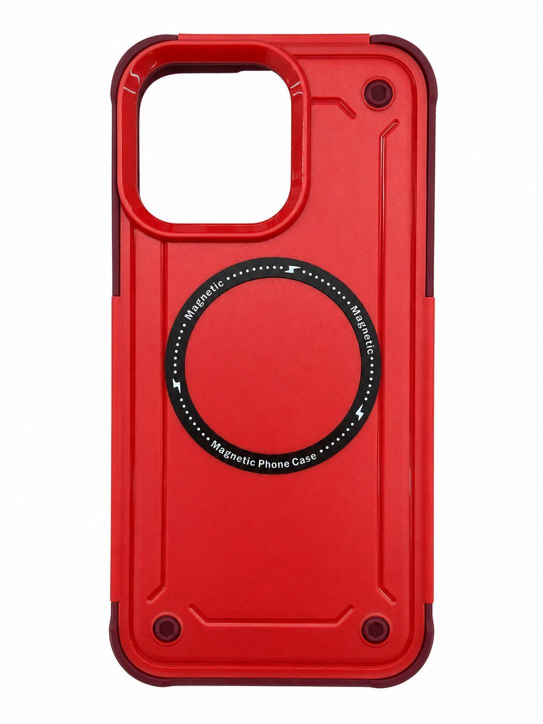 FC-Metal Circle Magsafe Case for 15 Pro Max-Red