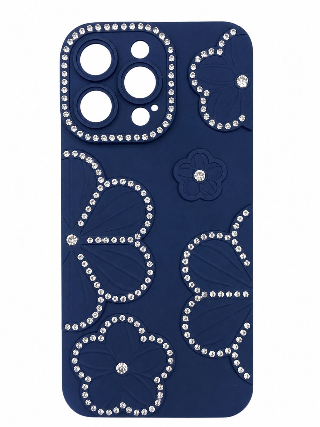 Silicon Case with Rhinestone for Iphone 15 Pro Max-Navy Blue