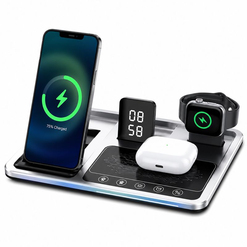Four in one digital charger with magnetic attraction and wireless charging