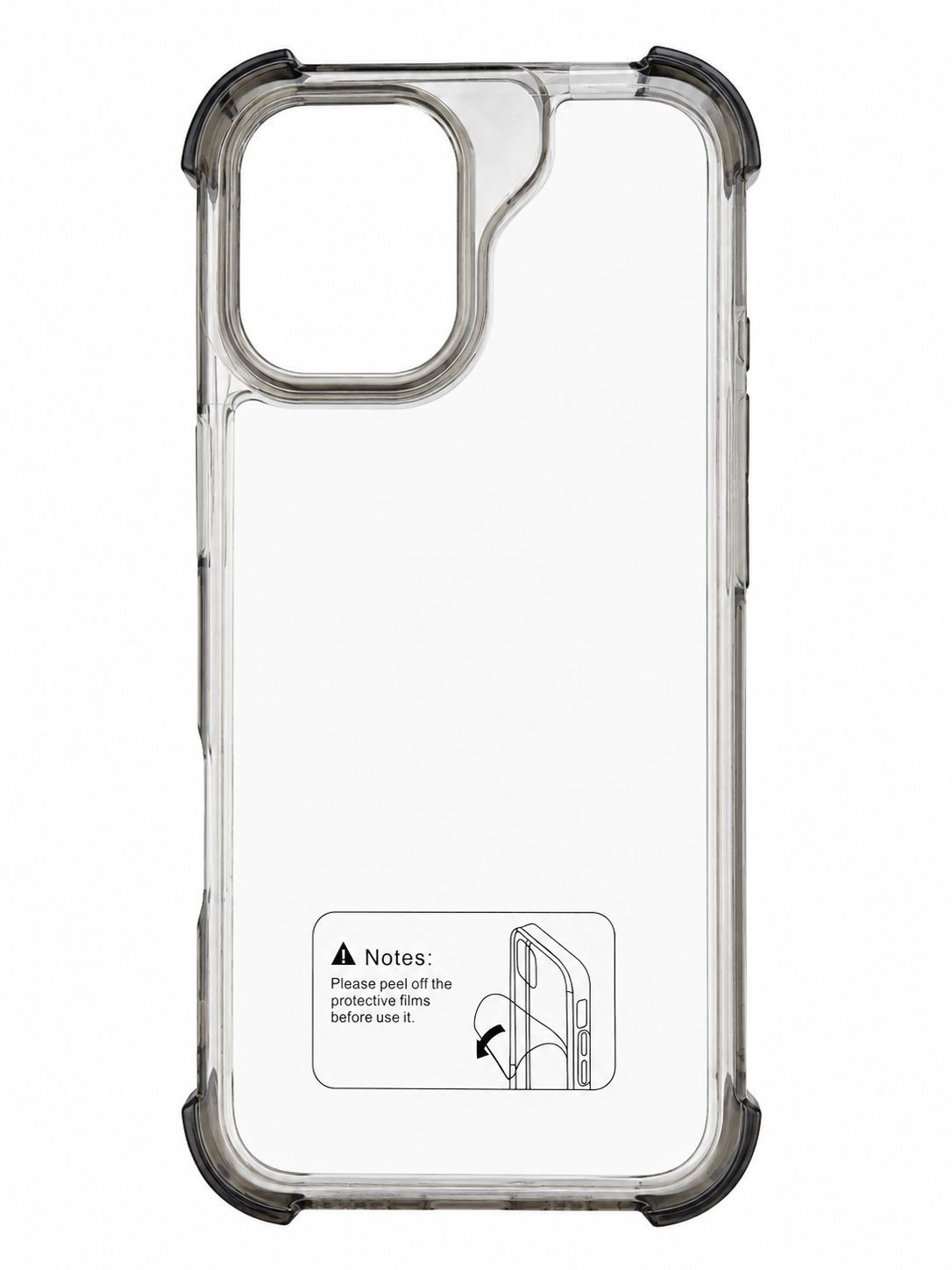 Shockproof Sleek Transparent Case for Iphone 16- Black Accent