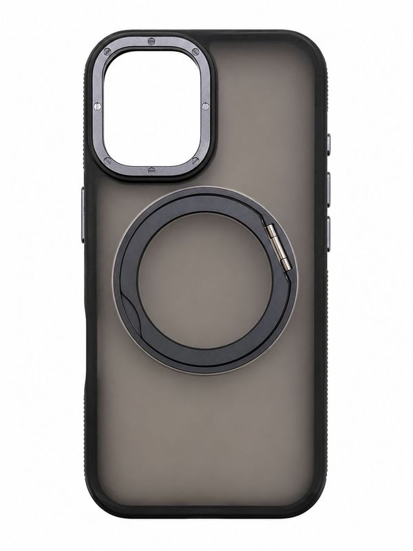 Mysterious B Kickstand Case for Iphone 16- Black with Gray Accent