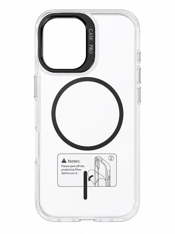 Clear Magsafe Transparent Case with  Aluminium Camera Kickstand for Iphone 16-Black