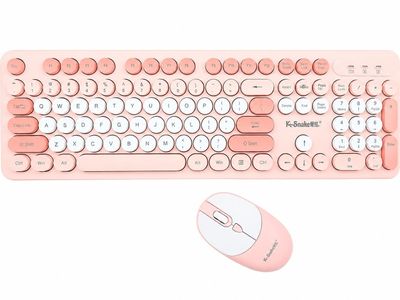 Punk Wireless Bluetooth Keyboard and Mouse Set  Pink