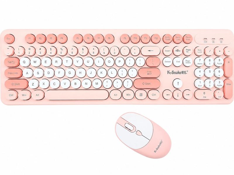 Punk Wireless Bluetooth Keyboard and Mouse Set  Pink