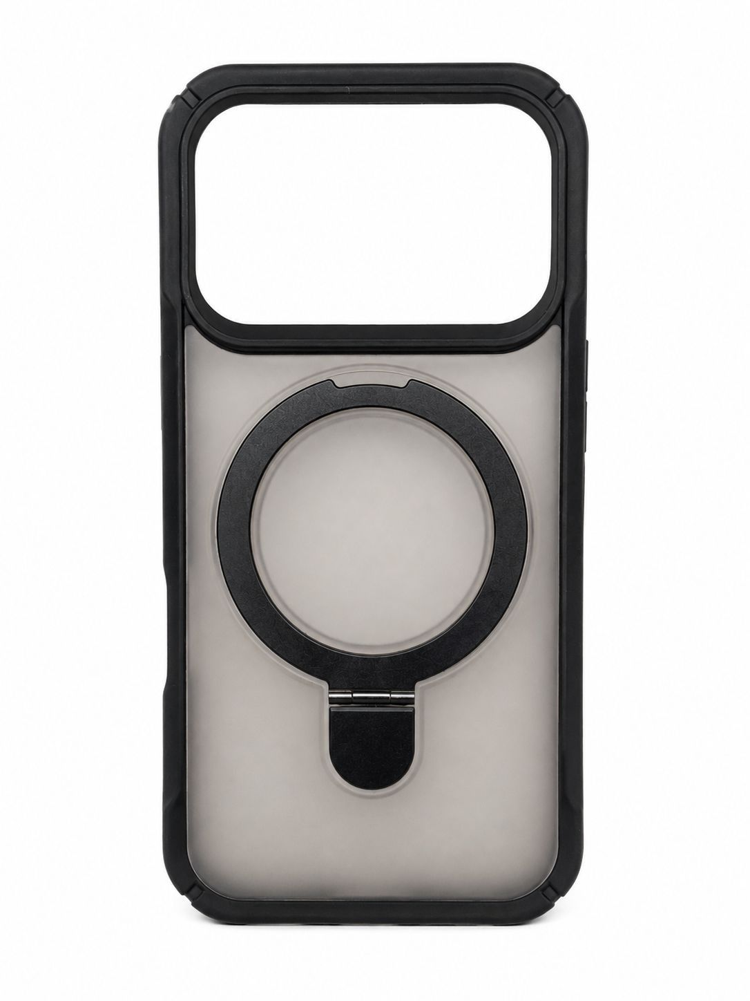 JS Magnetic Kickstand Case for Iphone 17 Pro Max-Transparent with Black Accent