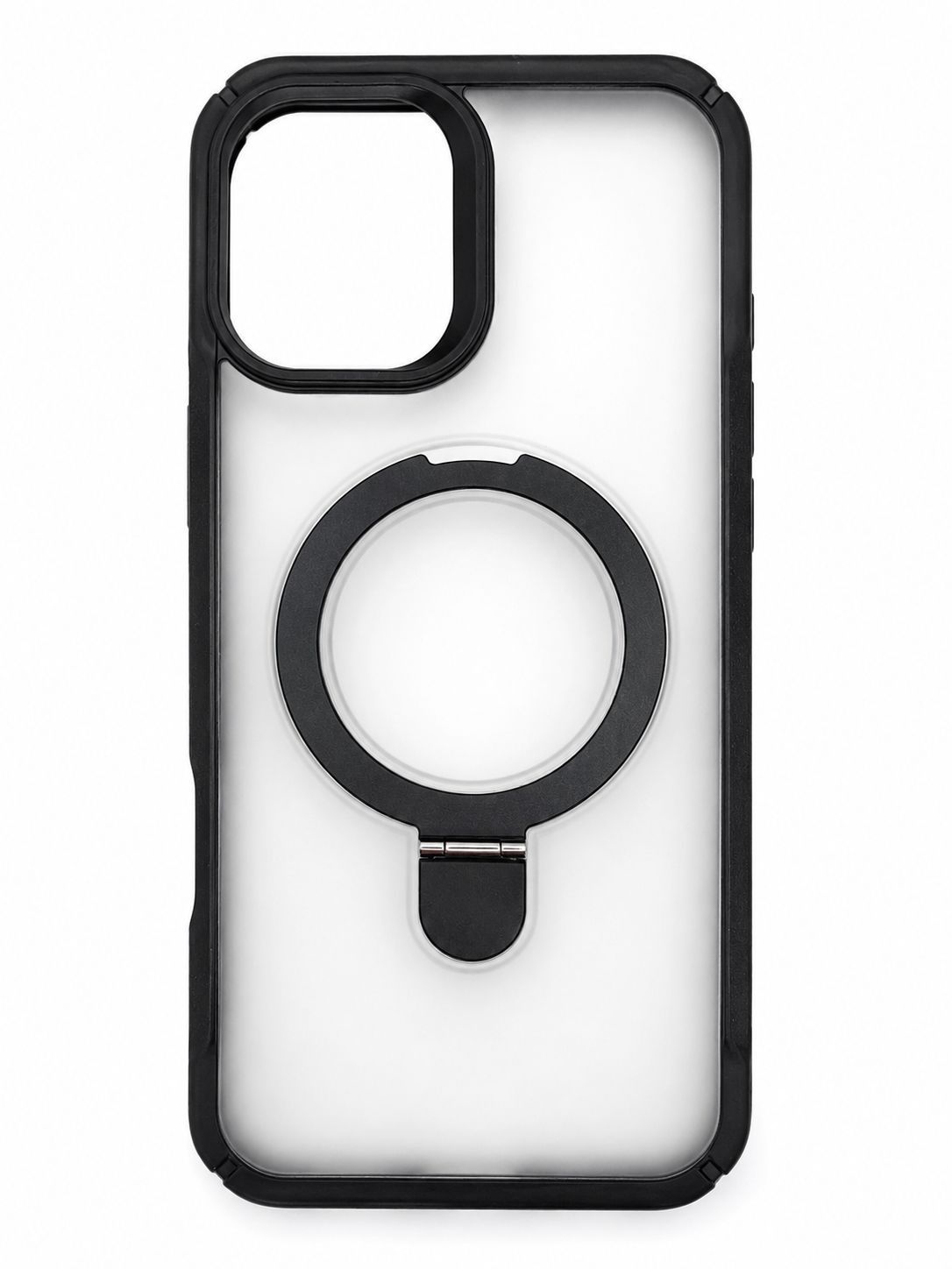 JS Magnetic Kickstand Case for Iphone 16 Plus-Transparent with Black Accent