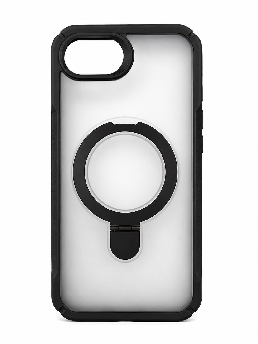 JS Magnetic Kickstand Case for Iphone 16e/17e- Transparent with Black Accent