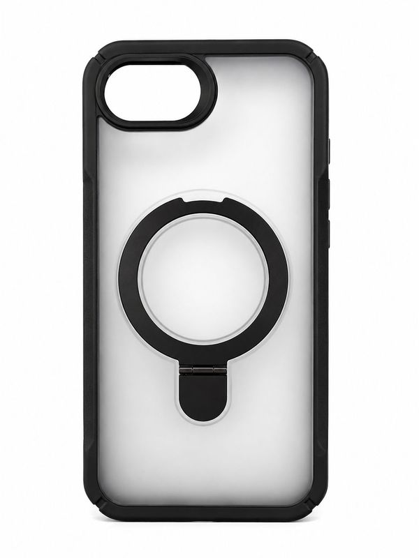 JS Magnetic Kickstand Case for Iphone 16e/17e- Transparent with Black Accent